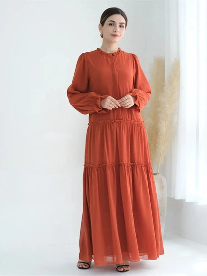Ramadan Eid Chiffon Muslim Modest Khimar Abaya Set Dubai Turkey Islam Dress Abayas For Women Kebaya Kaftan Robe Femme Musulmane