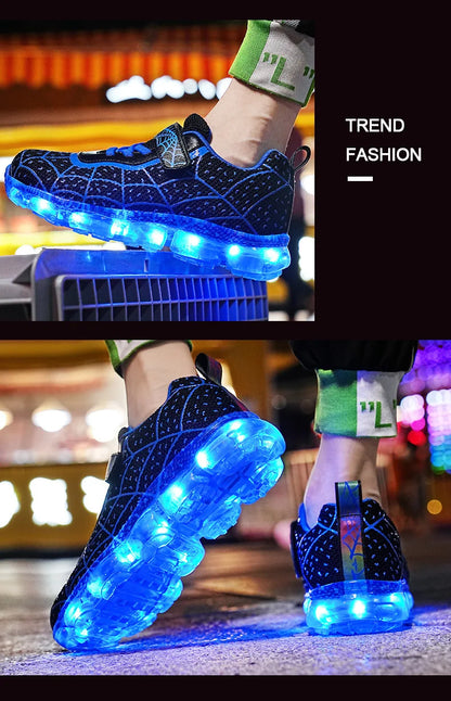 YUNICUS Breathable Sports Children'S Shoes Boys Leisure Sports Led Marquee Light Shoes Sneakers Boys Usb Charging Light Shoes.