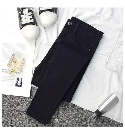 High-waisted Slimming Jeans Women's Cropped Pants Spring Autumn 2021 New Elastic Tight Slims Smooths Your Silhouette Pencil.