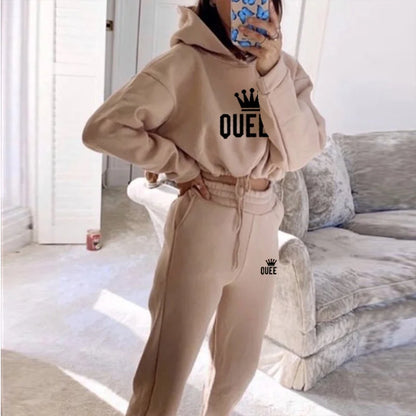 2025 herbst Winter Frauen Sweatshirt Set Einfarbig Casual Einfache Mit Kapuze 2-teiliges Outfit Set Mode Gym Jogging Frau Hose Sets.