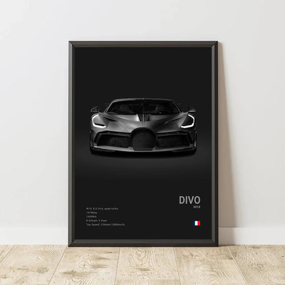 CHIRON EB110 Canvas Wall Art Print Poster DIVO Sports Car Decoration Painting Modern Home Decoration Painting Car Lover Gift.