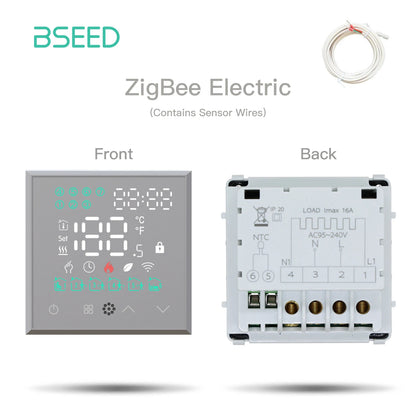 BSEED Zigbee Electric Floor Heating Thermostat LED Sensor Water Gas Boiler Smart Temperature Controller Without Frame Tuya Alexa.
