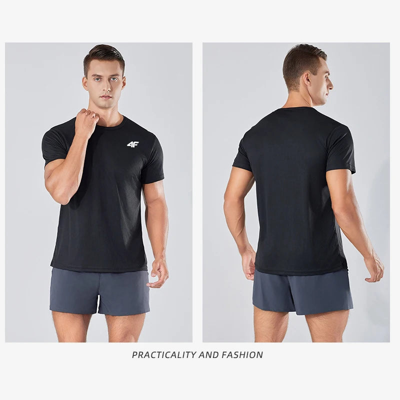 Men's Summer Exercise Trainning T-shirt High Quality Breathable Quick Dry Short Sleeved Top Marathon Gym Fitness Basketball Tees.