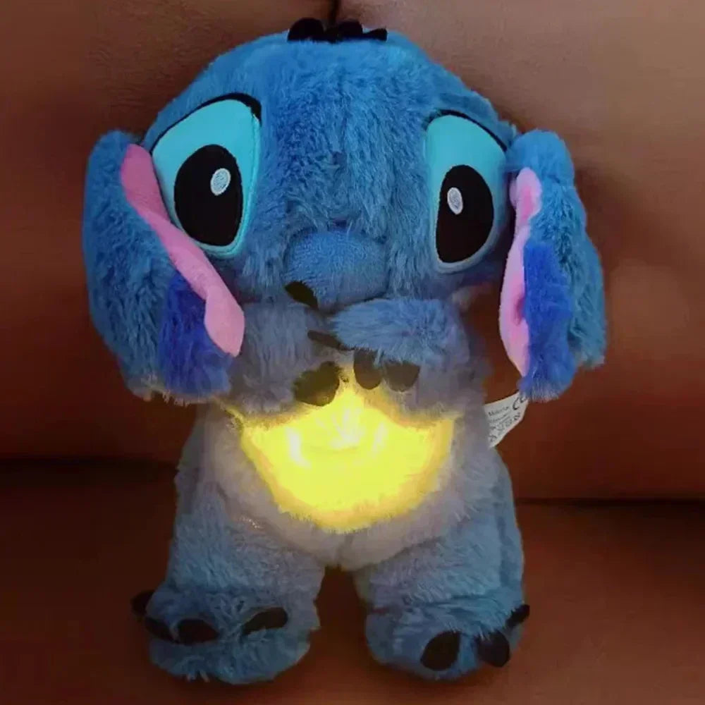 Kawaii Stitch Plush Doll Baby Sleeping Companion Sound Soothing Musical  Kawaii With Air Bag and Light Doll Breathing Toys Gifts.