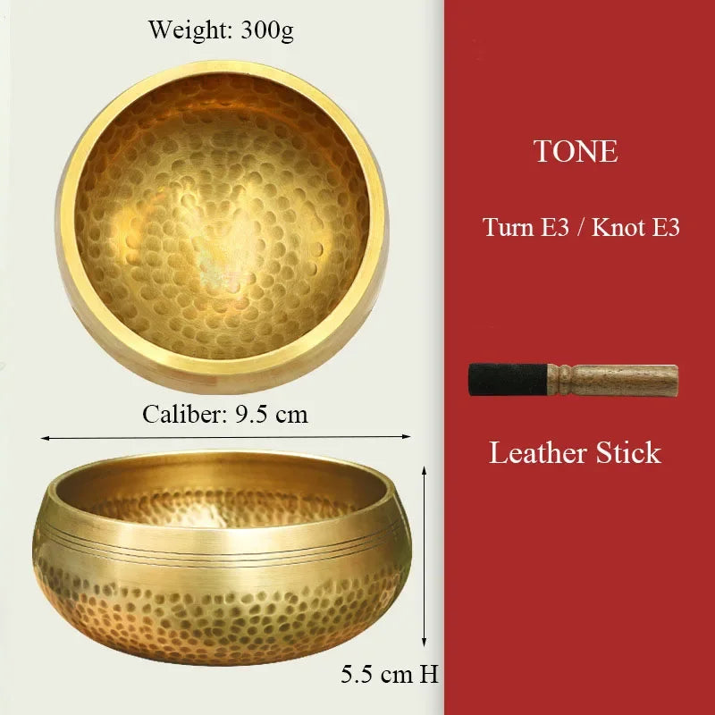 Authentic Handmade Tibet Singing Bowl Nepal Brass Meditation Sound Bowl for Yoga Chakra Healing Relaxation with Leather Striker.