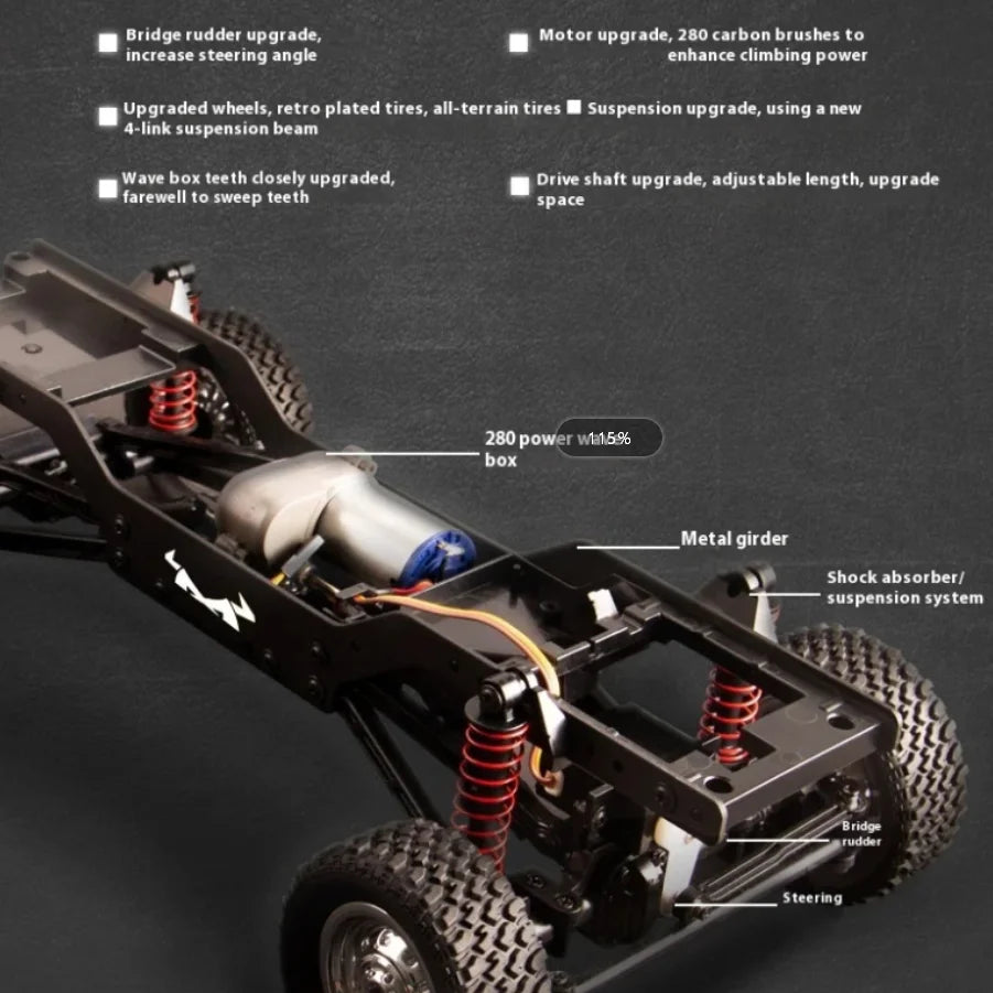 1:12 MN78 4WD Off-Road RC Car 2.4G Full Scale Short Truck With Headlights 280 Motor Real Scale Remote Control Toy Car Model.