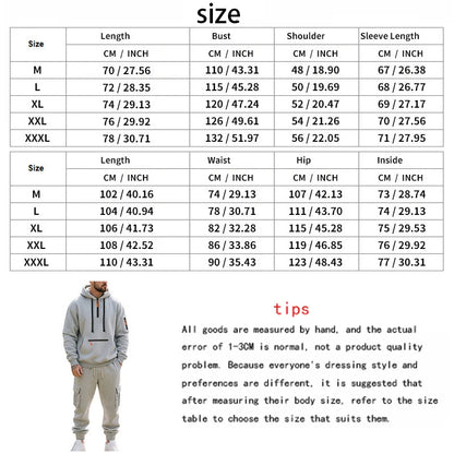 Pullover Hoodie Set Reißverschluss Multi-Pocket Pullover Herren Sport Casual Top Zweiteiliges Set.