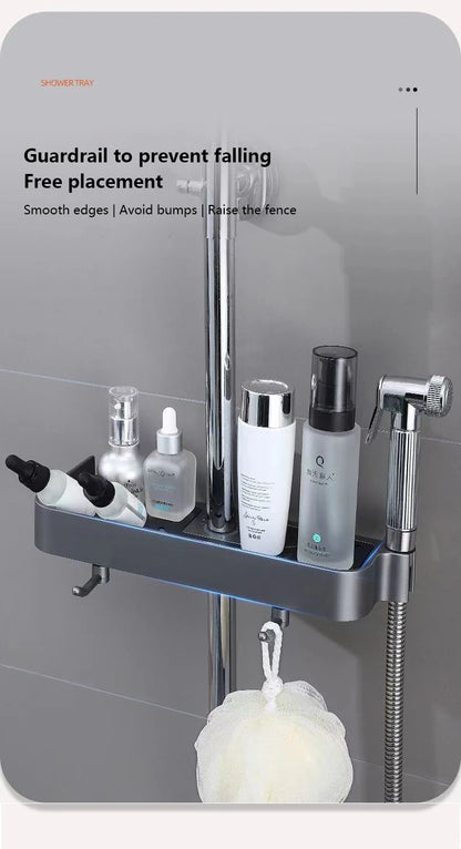 Haushalt Lift Ständer Dusche Rack Dusche Gel Lagerung Rack Badezimmer Perforation-Freies Dusche Stange Tablett
