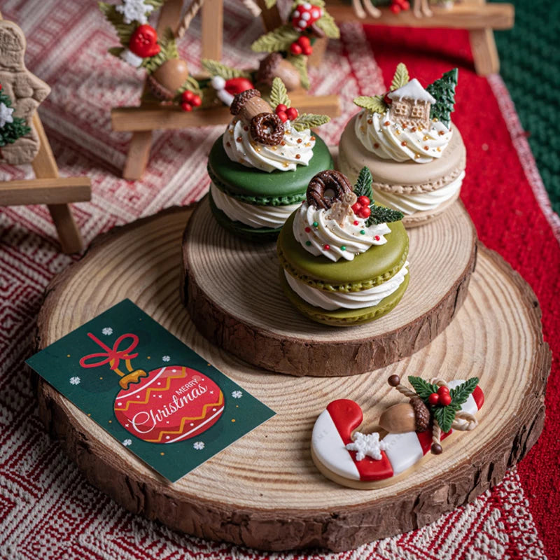 Gefälschte Kuchen Simulation Weihnachten Macaron Kuchen Modell Künstliche Desserts Ornamente Weihnachten Party Fenster Display Fotografie Requisiten.