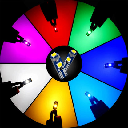 10X T5 Led-lampe W3w Auto Lichter Lizenz Lampe Motorrad Dashboard Licht Auto 3smd 12v Canbus Innen Mini rote Dome Lesen Lampen.