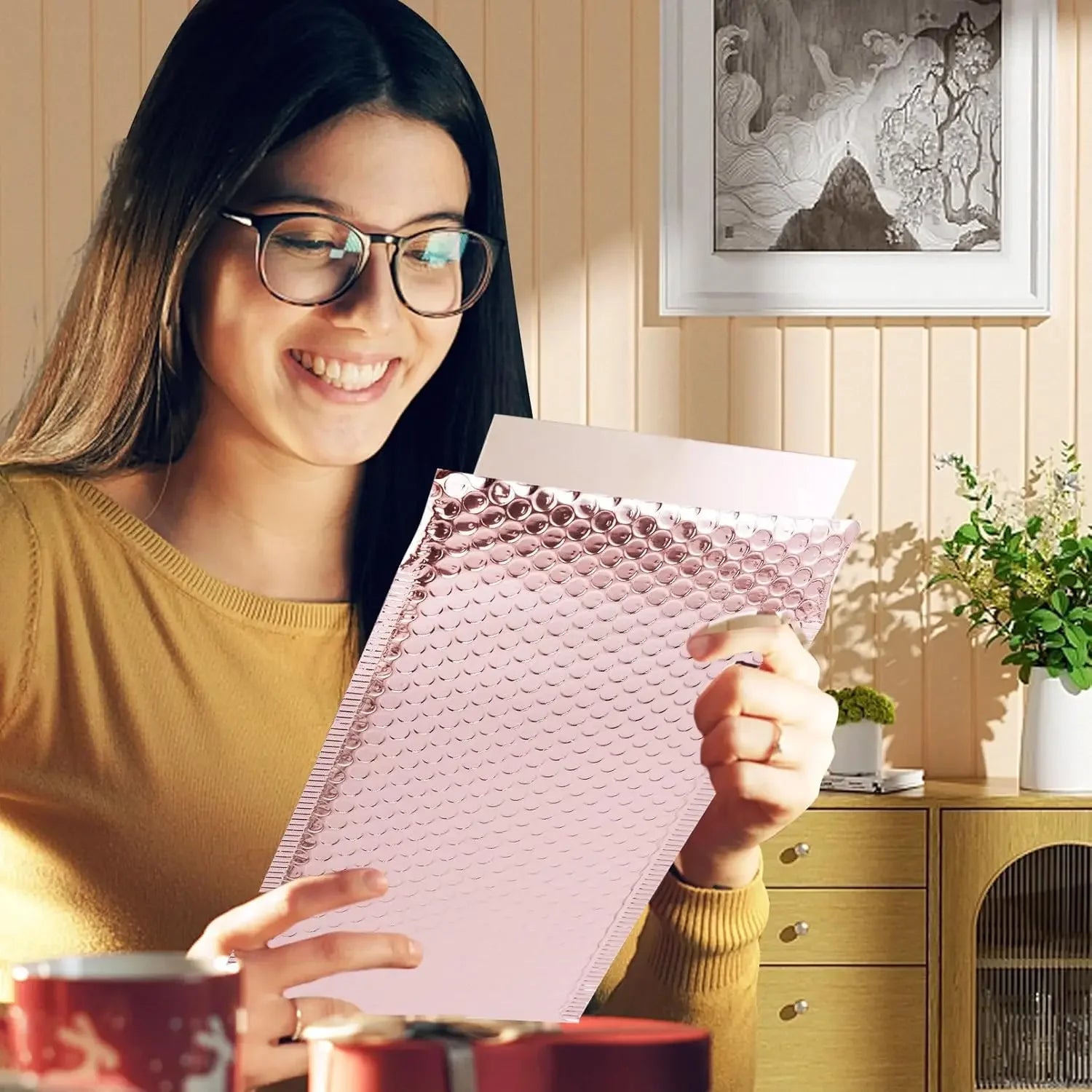 50Pcs Bubble Mailer Shipping Bag Multi Color Holographic Small Business Supplies Metal Bubble Mailer Bags Envelope Mailing.