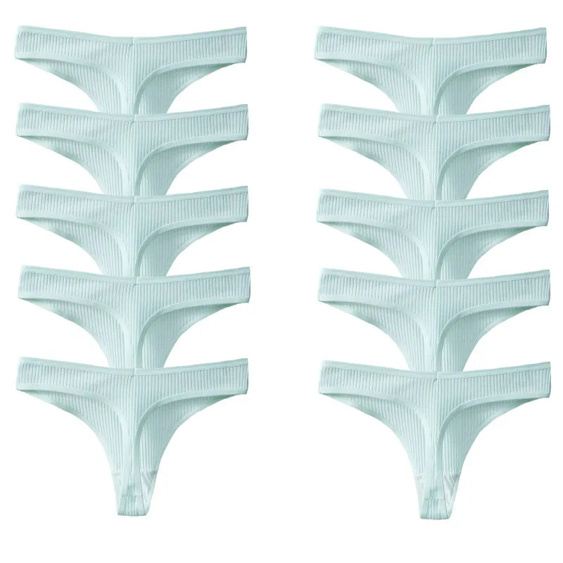 TrowBridge 10PCS/Set Women's Panties Cotton Striped Underwear Sexy Sports Thongs Lingerie Soft Comfortable G-Strings Hot T-Backs
