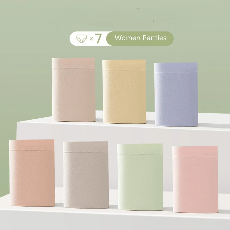 7Pcs Cotton Women's Panties Breathable Underwear Seamless Girls Briefs Solid Panty Soft Underpants Sexy Low-Rise Female Lingerie.