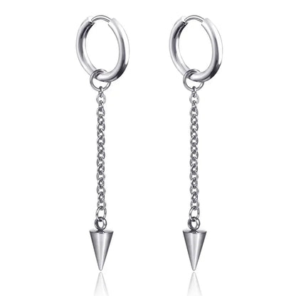 New Punk Stainless Steel Chain Hoop Earrings For Women Men 2023 Trendy Goth Pop Hip Hop Pendants Ear Jewelry Accessories Earring.