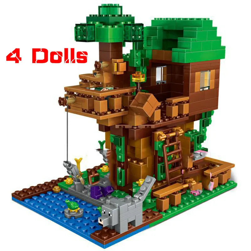 Myworld Small Village Jungle Treehouse Cave Building Blocks Children's Educational Bricks Toys Gift for Birthday.