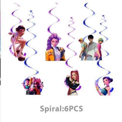 Neue Kpop Dämon Hunter Geburtstag Party Dekoration Geschirr Set Mädchen Luftballons Kuchen Topper Hintergrund Taschen Kinder Party Favor Supplies