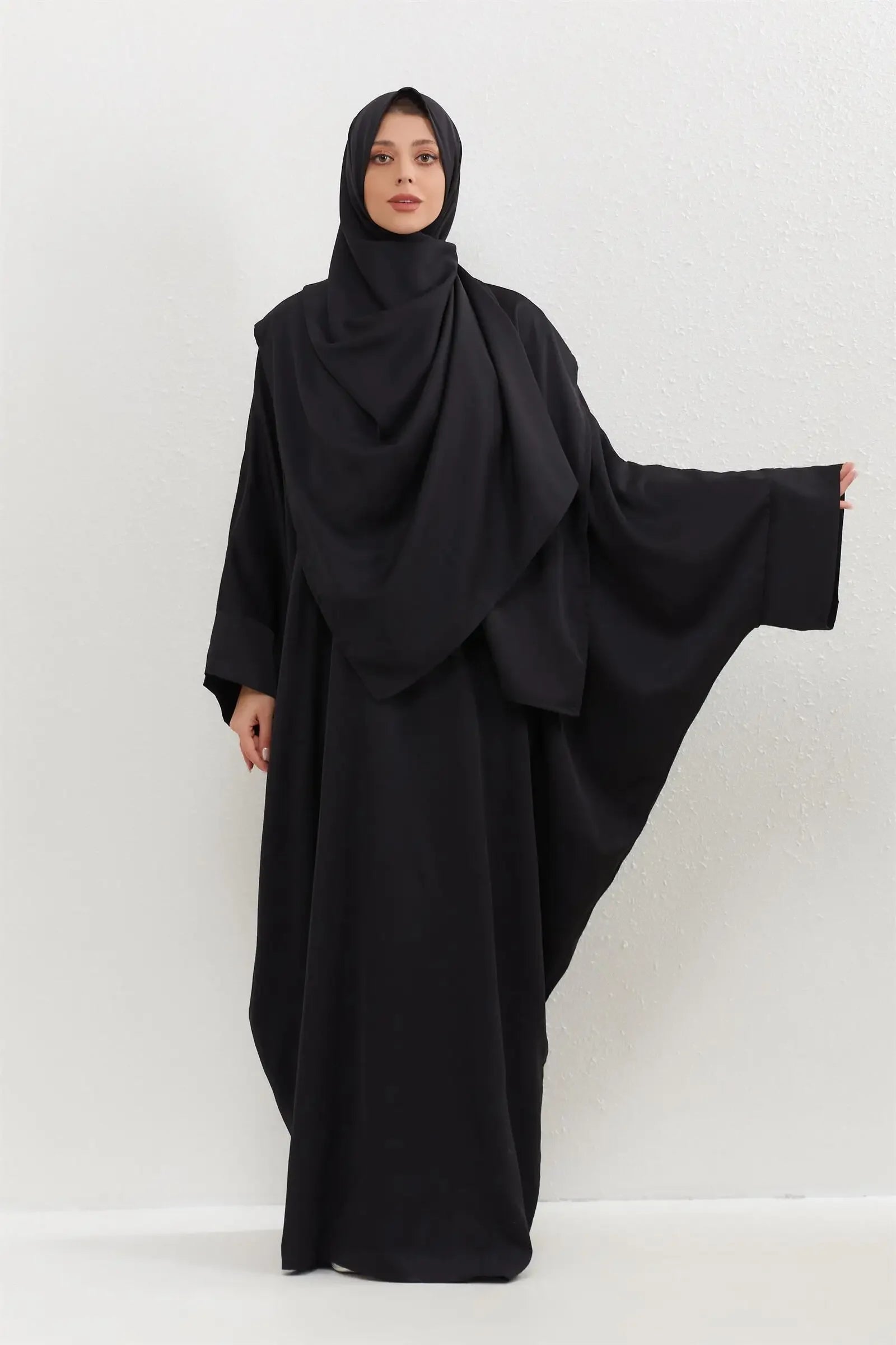Two Pcs Muslim Abaya Women Jilbab Islamic With Hijab Clothing Dubai Saudi Robe Turkish Modesty Prayer Dresses Kaftans.