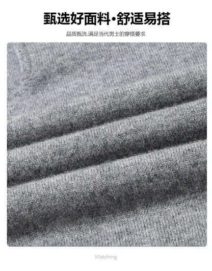 100% Wool. High-quality Men's Warm Sweater, Business Casual Stretchable POLO Shirt, Fall/winter Pullover Knitted Sweater..