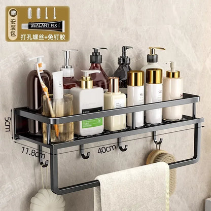 Wandmontiertes Aufbewahrungsregal ohne Bohren, Badezimmer-Waschtischregal für Waschraum, Balkon, Toilette – Organizer-Regal für Küche und Badezimmer