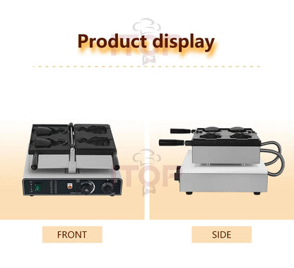 ITOP Taiyaki Waffle Maker 2 Fishes Commercial Ice Cream Taiyaki Pan Making Machine Waffle Cone Baking 2000W Muffin Pancake Snack.