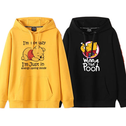 Cartoon Winnie the Pooh Mode einfacher Pullover Damen lockere und bequeme Kapuze vielseitige Paar Freundin Pullover Jacke.