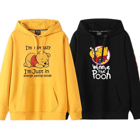 Cartoon Winnie the Pooh Mode einfacher Pullover Damen lockere und bequeme Kapuze vielseitige Paar Freundin Pullover Jacke.