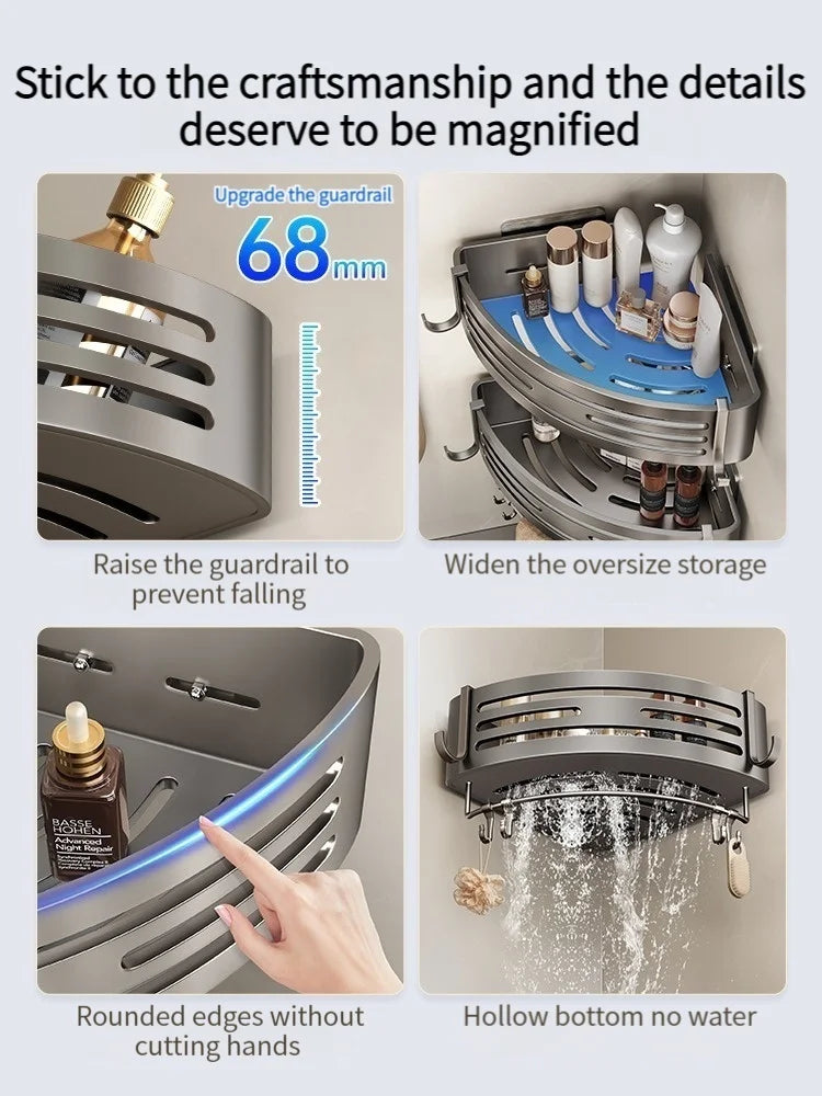 Kein Bohren Aluminium Badezimmer Regal Regale Shampoo Make-up Lagerung Halter Küche Organizer Wand Badezimmer Zubehör