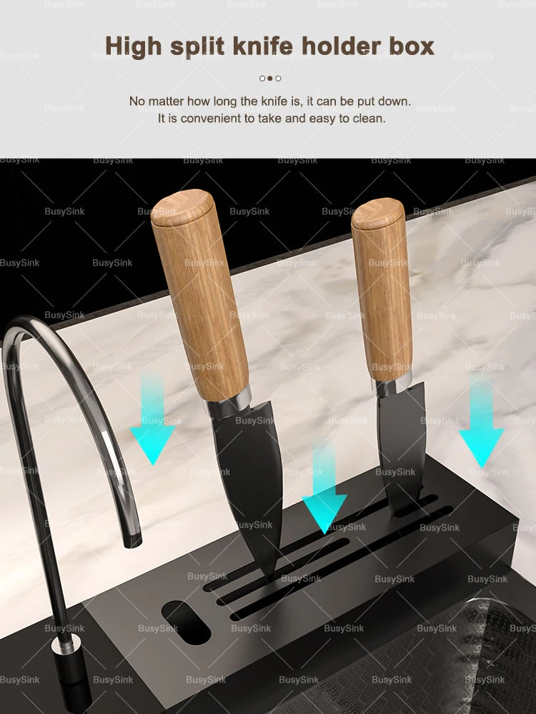 100x50cm Waterfall Kitchen Sink Stainless Steel Extra Large Single Bowl Digital Display Multifunctional Dishwashing Sinks