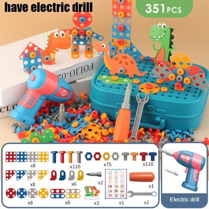 Children Toys Tool Set Electric Drill Screw Nut 3D Puzzle Toys Pretend Play Repair Tool Box Drilling Assembly Educational Toys