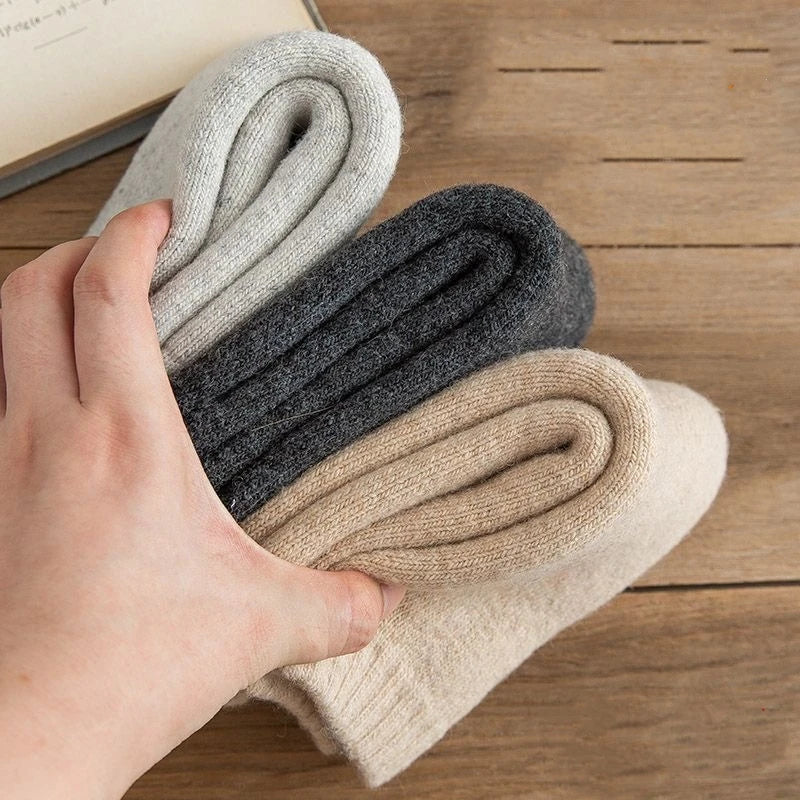 2Pairs/Men's Socks Super Thick Wool High Quality Merino Wool Socks Business Fall Winter Comfortable Mid-leg Socks Large Size Men.