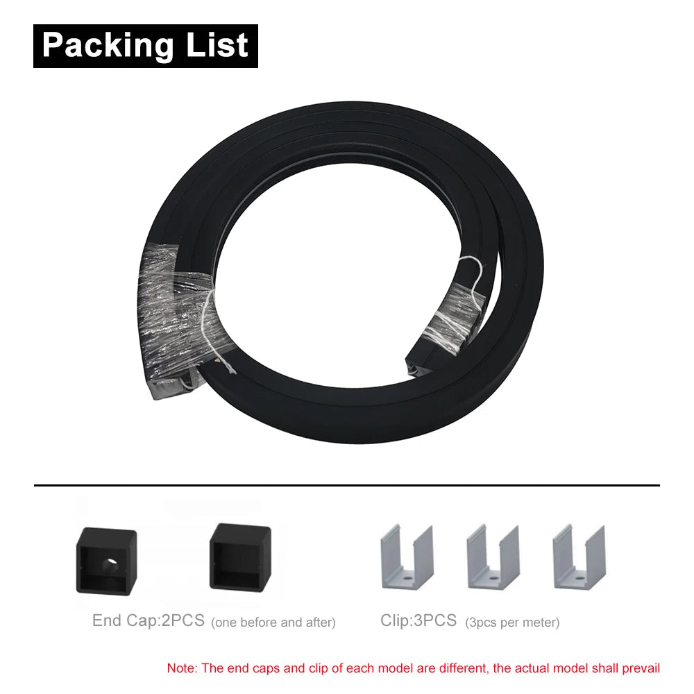 Black Led Neon Silica Gel Tube Diffuser Soft Rope Tube IP67 Waterproof For WS2812B SK6812 WS2811 5050 RGB Flexible Strip Light.