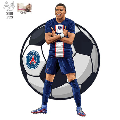 Soccer Player Wooden Puzzle for Football Fan Sports Star Wood Jigsaw Advanced Difficulty A3 A4 Size Puzzles