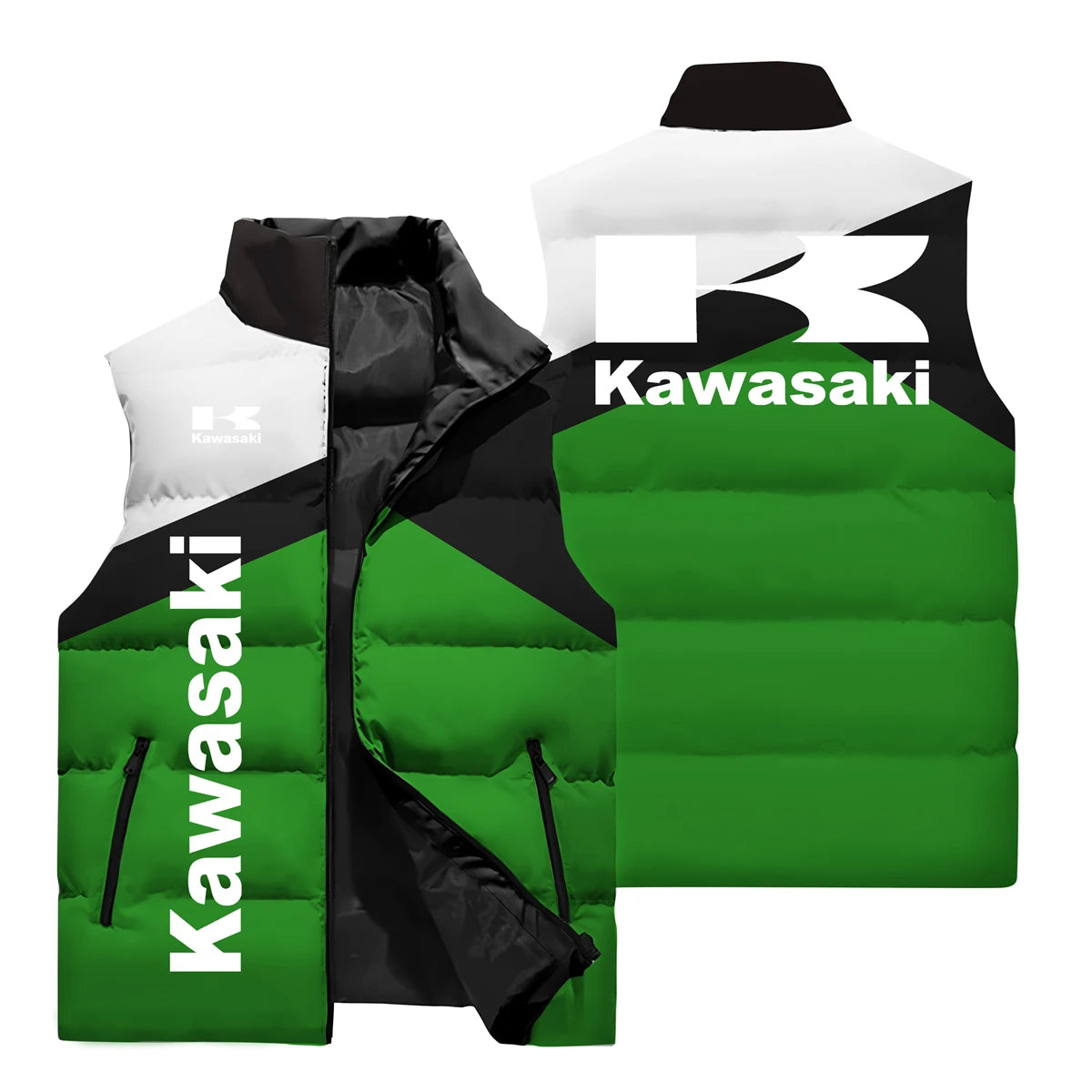 Kawasaki Sleeveless Jacket, Kawasaki Men's 3D Printed Fashion Jacket, Outdoor Sports Leisure Cycling Clothing.