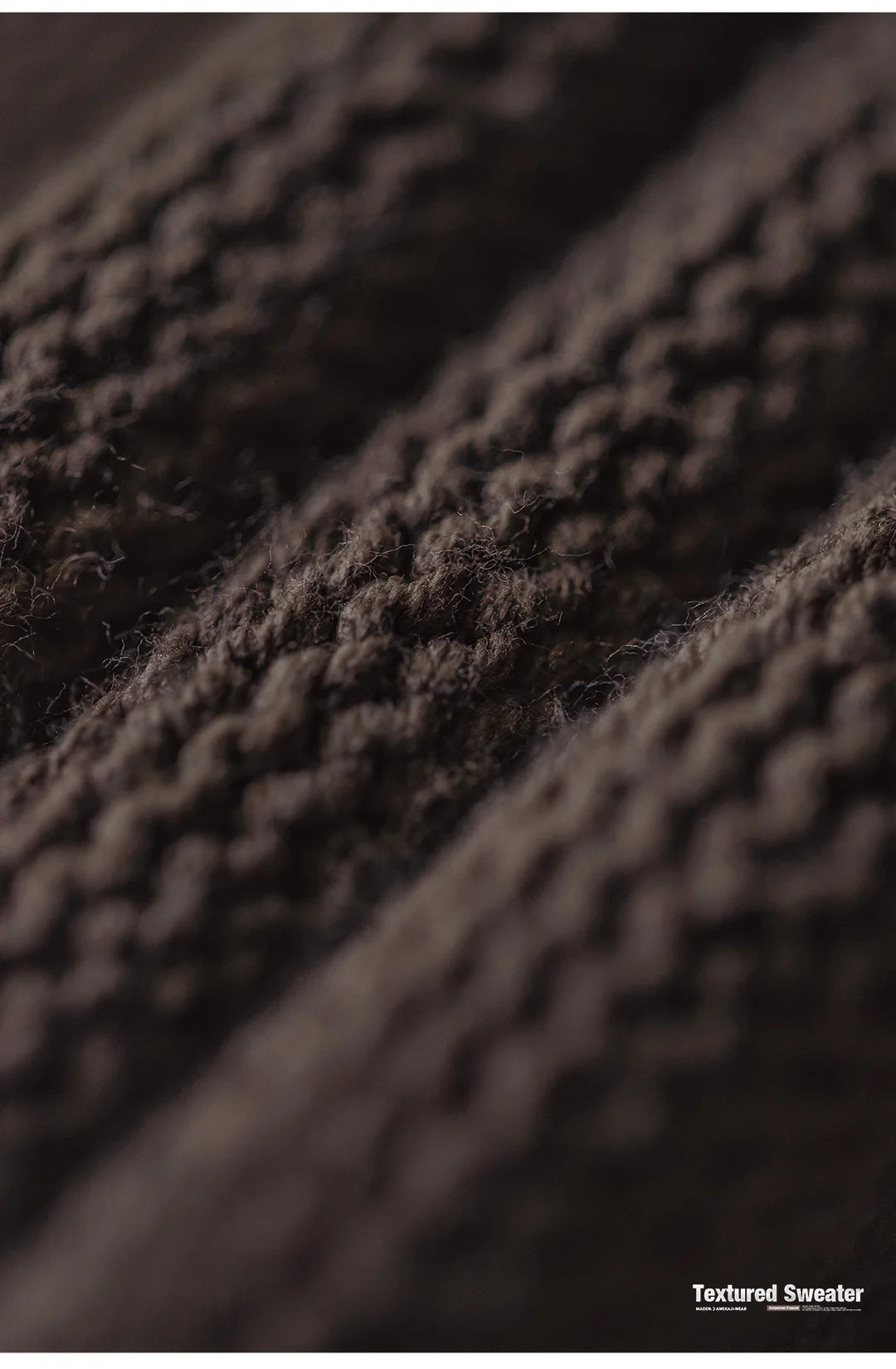 Maden New Vintage Heavyweight Knitted Crew-neck Sweater Brown Warm Pullover Men's Versatile Top for Autumn and Winter Knitwear.