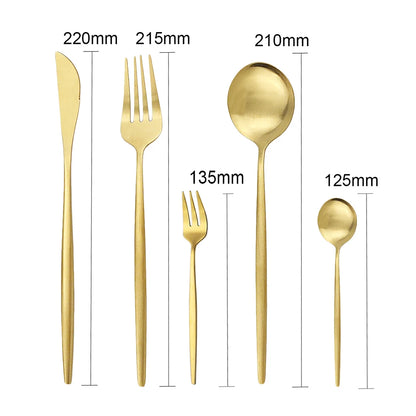 30-Piece Matte Stainless Steel Tableware Knife, Fork and Spoon.