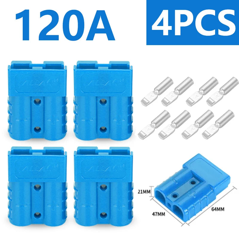 4Pcs Anderson Plug 50A/120A Anderson Connector Power 2 Pin Battery Charging Plug Connector.