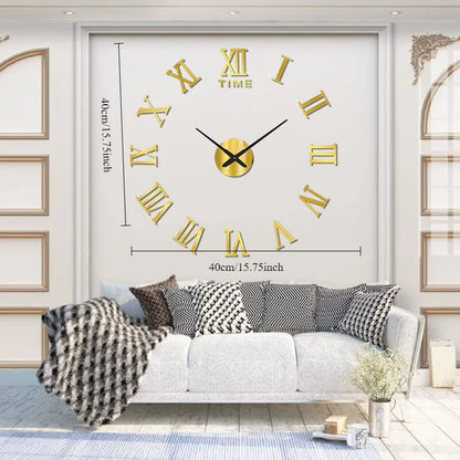 3D Acryl digitale Wanduhr römische Ziffern Design Spiegel Wanduhr Mode große runde Wanduhr DIY selbst klebende Uhren