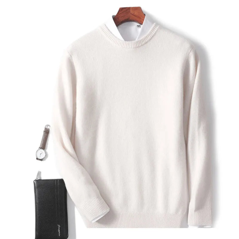 Men Cashmere Sweater O-neck Soft Warm Pullovers Male Loose Knitted Shirt Autumn Winter Korean Casual Jumper Pull Homme 17colors