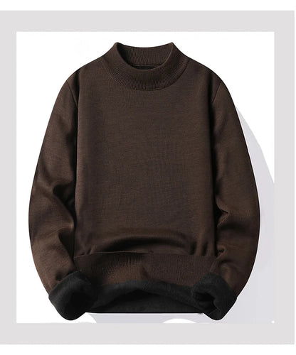 Men's Pullover Soft Sweater Winter Velvet Shirts Brand Clothing Knitted Fleece Warm Cold Blouse Slim Fit Bottom Shirts.