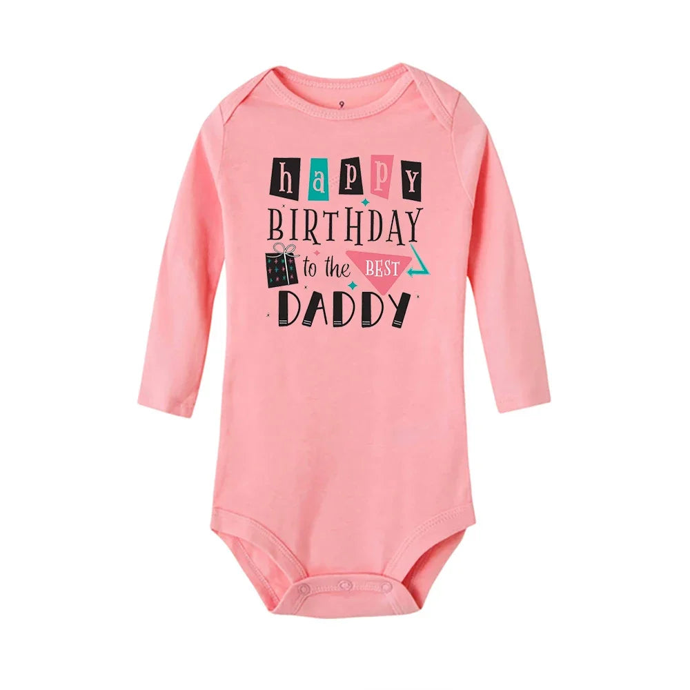 Baby-Strampler „Happy Birthday To The Dad“-Aufdruck, Säuglings-Body für Jungen und Mädchen, Kleidung für Papa, Geburtstagsgeschenk, Overall, Kleinkind-Outfits.