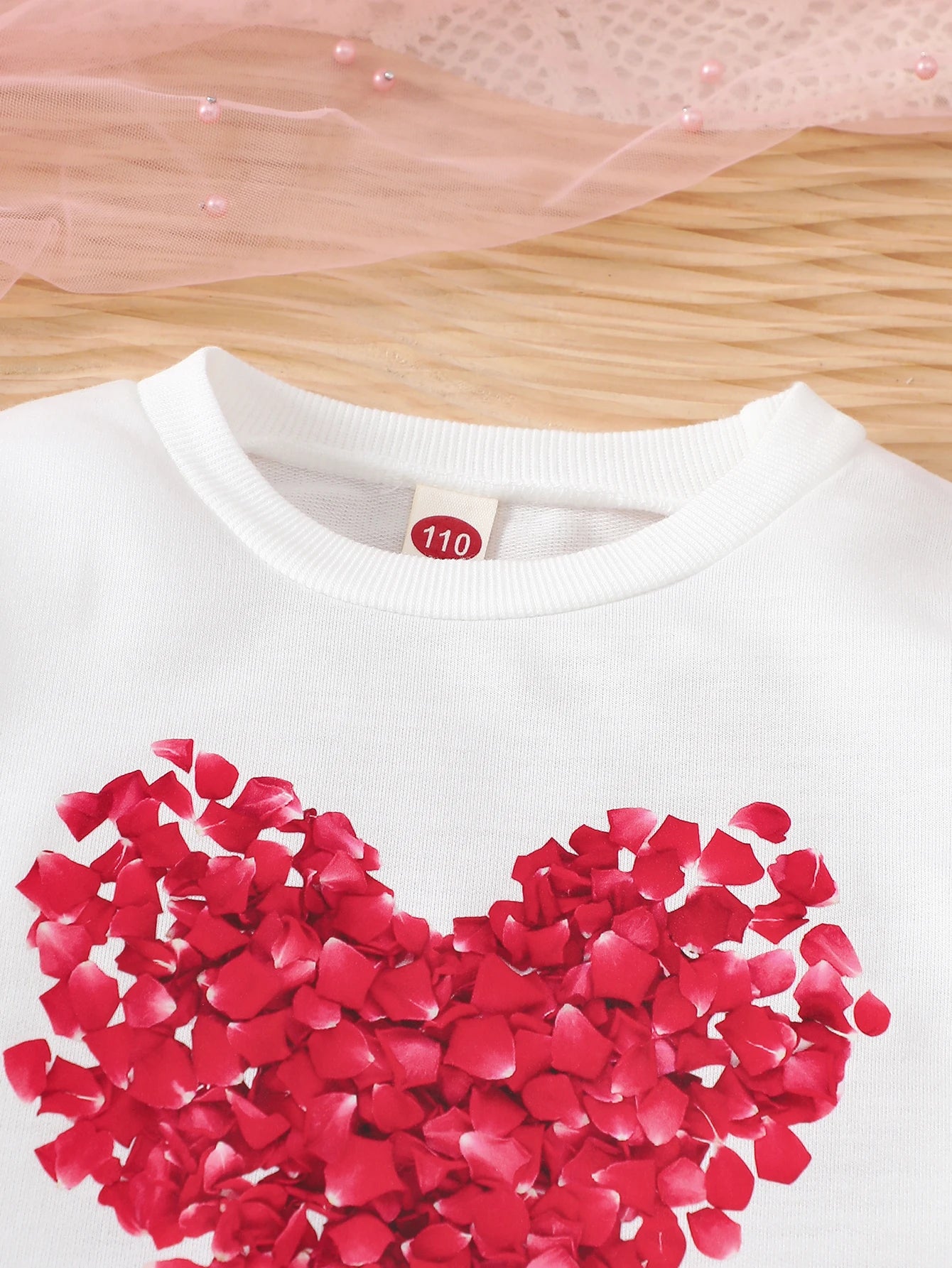 Spring 3-10y Kids Girls Clothes Heart Printing Tops Pleated Skirt 2pcs Sets Children's Outdoor Daily Wear Valentine's Day Gift.