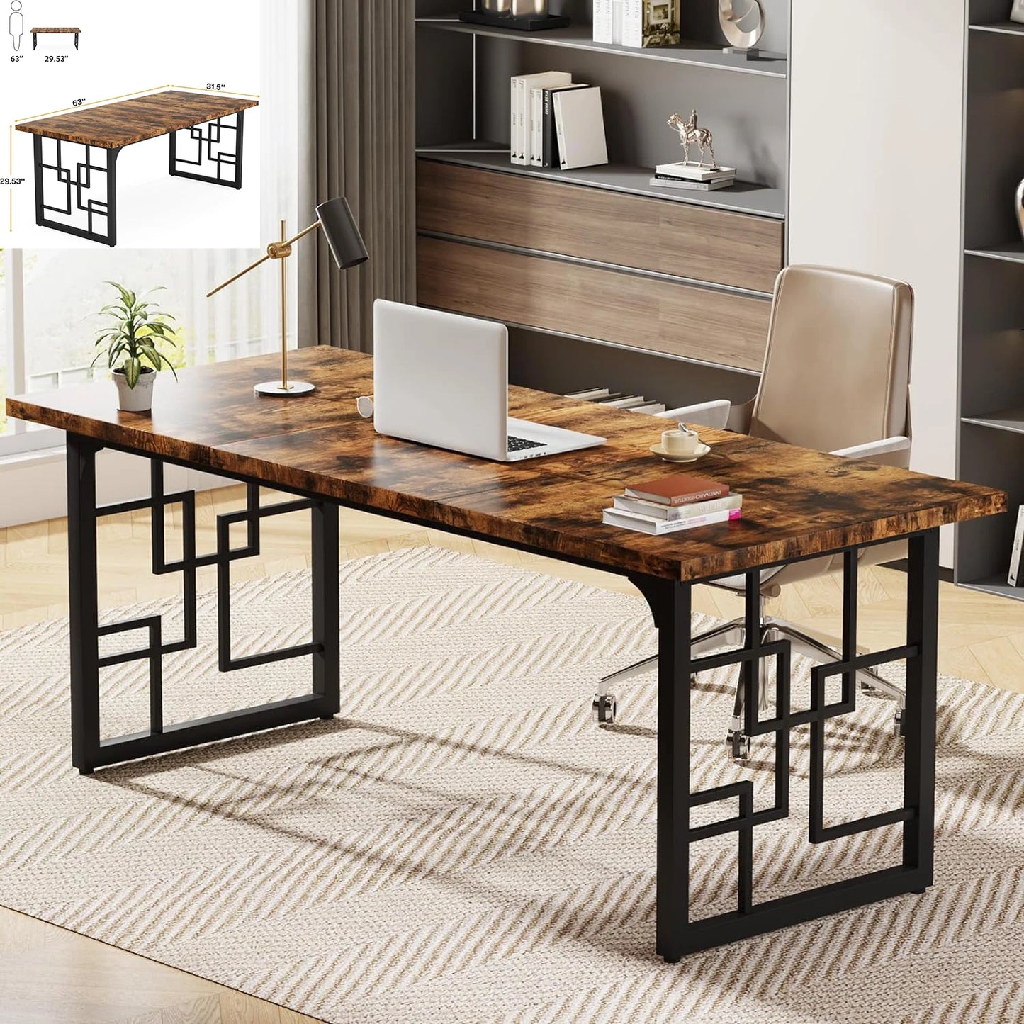 Schreibtisch, 160 x 70 x 75 cm, großer Büro-Computertisch, moderner, einfacher Arbeitsplatz, Chefschreibtisch für das Heimbüro im Arbeitszimmer