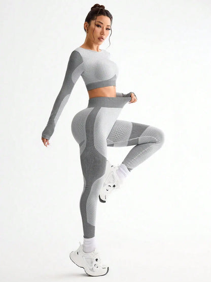 2pcs Hot-selling New Sports Tight Running Breathable Seamless Yoga Suit Women's Outdoor Fitness Suit Women's.