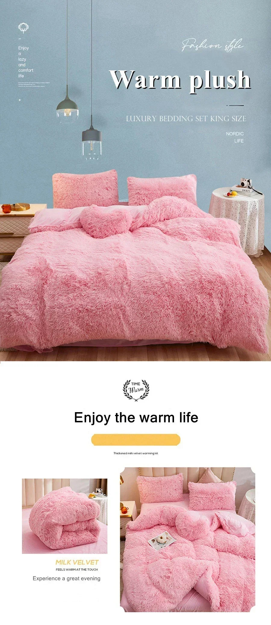 3/4PCS Luxurious Plush Duvet Cover Set – Cozy & Soft Bedding, Perfect for Bedroom Comfort, Ideal for Guest Rooms and Dorm Aesth.