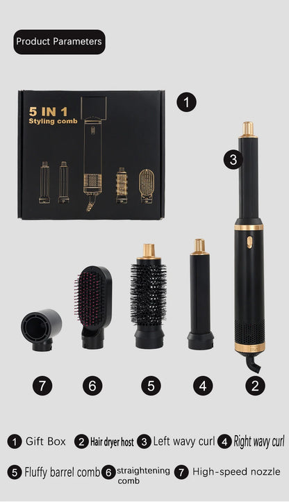 5 in 1 Hair Dryer Brush Hot Comb Set Professional Curling Iron Hair Straightener Styling Tool For Professional Hair Dryer