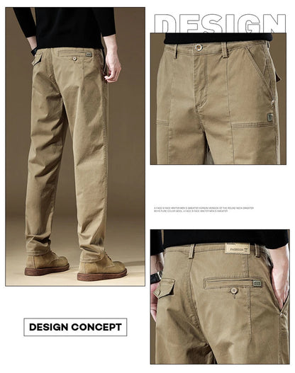 97% Cotton Men Casual Trousers Solid Color Slim Fit Men's Pants New Winter Autumn High Quality Classic Business Pant Male.