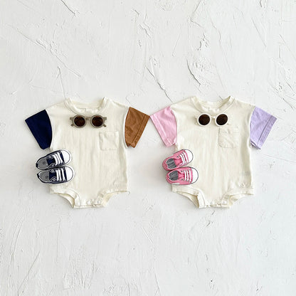 Sommer Baby kleidung Stram pler kurz ärmel ige Dreieck Bodysuit Baumwolle Kinder kleidung Neugeborene Jungen Mädchen Tasche Overall 0-18m.