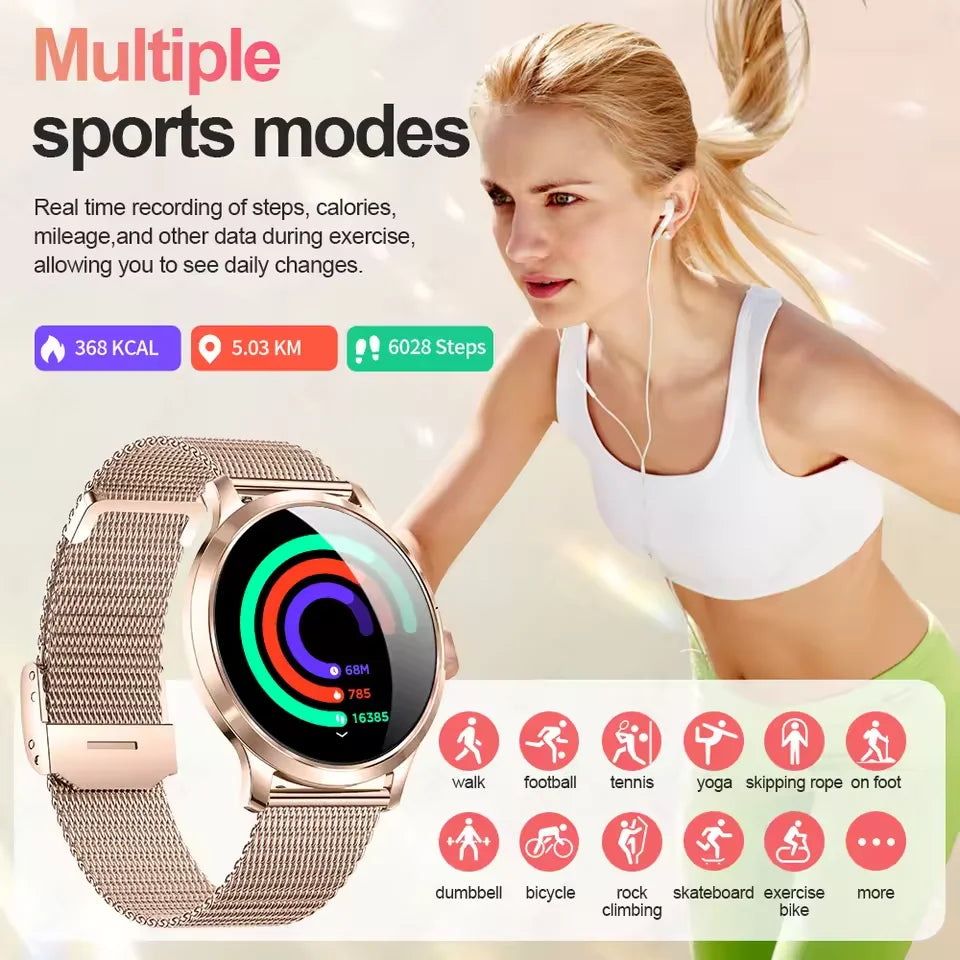 2025 New Smart Watch For Women AMOLED Screen Watches IP68 Waterproof Heart Rate Monitor Ladies Call Smart watch For Android ios.