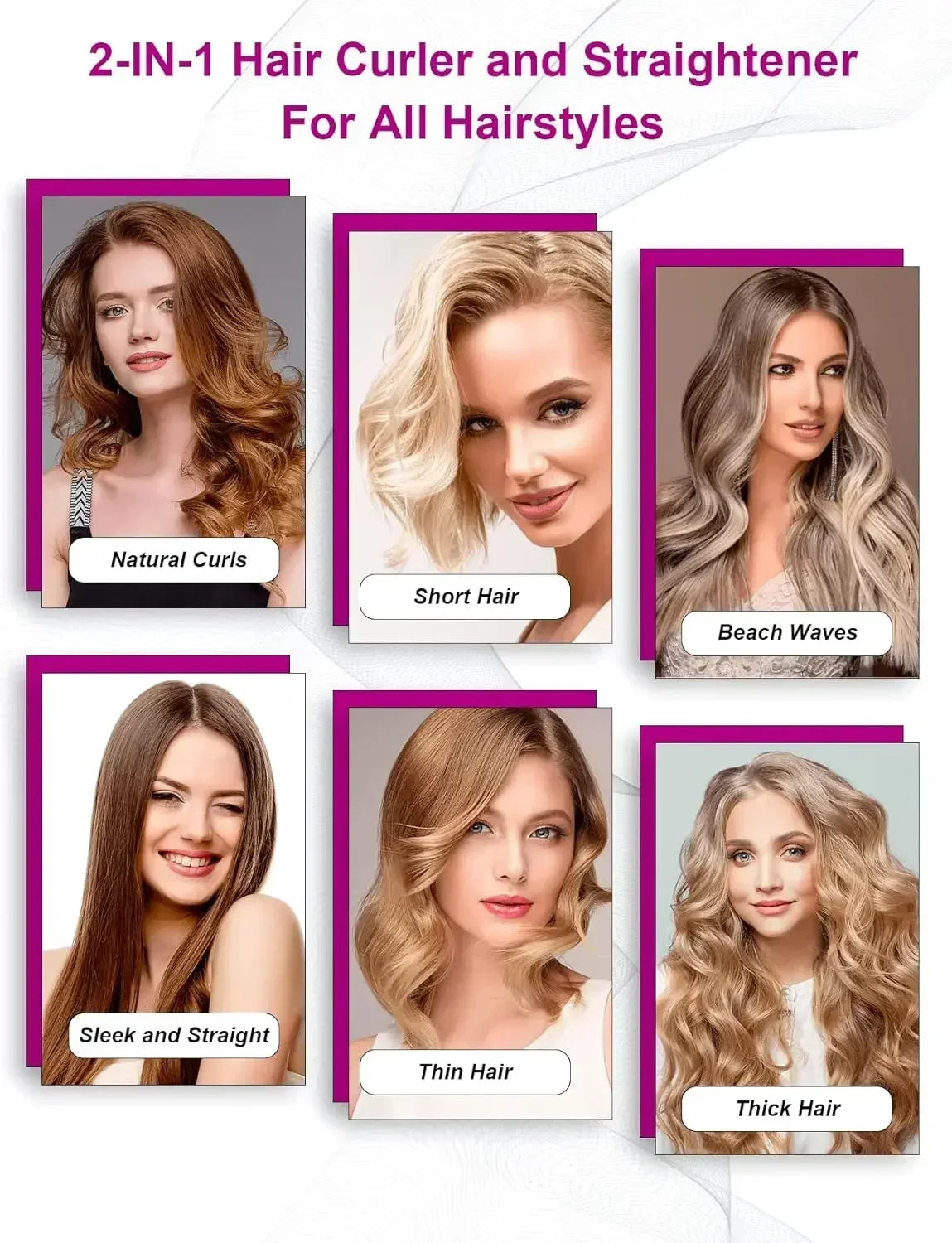 2-in-1 Hair Straightener and Dryer Combo - Negative Ion Heating Flat Iron for Quick, Long - Lasting Hair Styling at Home，salon.