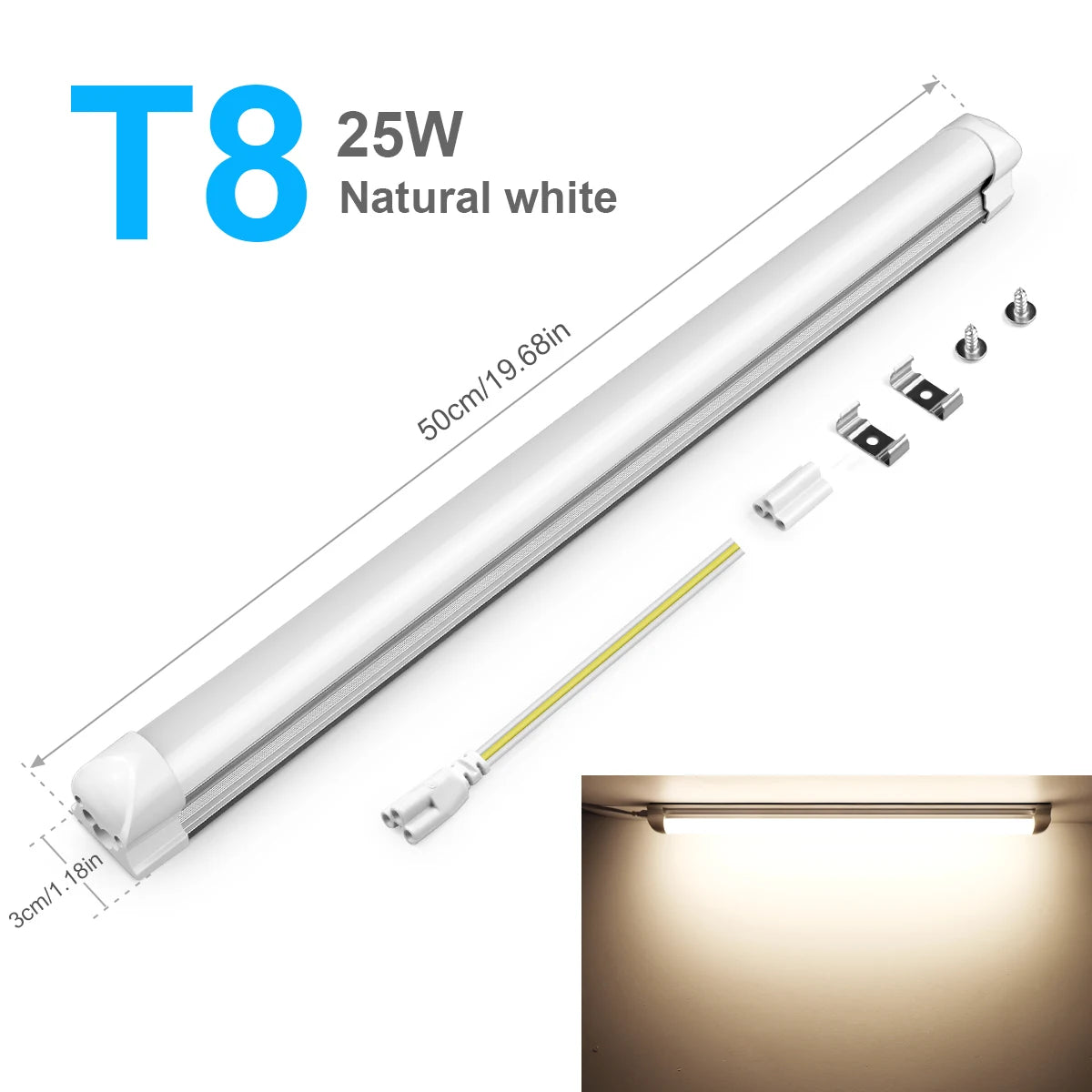 6500K 3000K 4000K 50cm Tube T8 /T5 LED Light Bar 15W 25W Ceiling Lamp School Office Decor Lighting Fluorescent Replace.